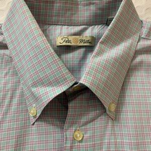 Peter Millar green/pink plaid long sleeve shirt